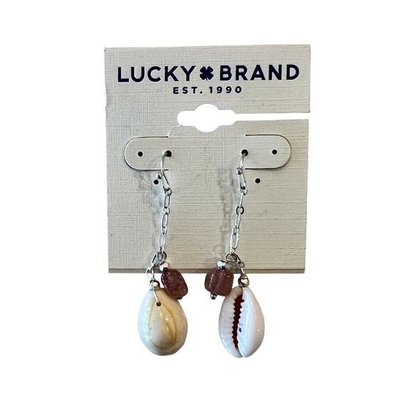 NWT Lucky Brand Shell Drop Dangle Silver Earrings - Picture 2 of 5